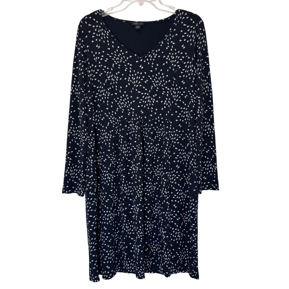 J. Jill Dress Womens Medium Wearever Collection Black Petal Knit Empire Workwear